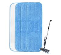 KEEPOW 4 Pack Mop Heads Replacement for Addis Spray Mop | Microfibre Mop Pads Replacement with Laundry Bag, Washable Mop Replacement Head Refill, 41.5 x 14 cm, Blue