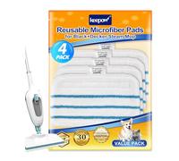KEEPOW 4 Pack Steam Mop Pads for Black and Decker Steam Mop FSM13E1/FSMP20 | Microfibre Cloth Pads, Blue and White Stripes, High Absorbency