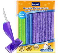 KEEPOW 6 PCS Reusable Mop Refill Pads Compatible with Flash Powermop, Washable Mop Head Replacement for Multiple Surfaces Wet Dry Cleaning