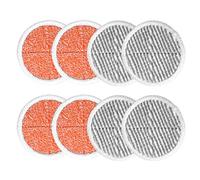 KEEPOW 8 Pack for Bissell Spinwave Pads, 4 Orange + 4 Grey | Compatible with Bissell SpinWave Electric Mop 2052E, 2039A, 2124, 2037, Resuable Microfibre Mop Pads, Wet & Dry Use