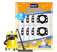 KEEPOW 8 Pack KFI 357 Fleece Vacuum Cleaner Bags for Karcher WD3 S, KWD 1-3, MV 3, SE4001, SE4002 - Compatible with Kärcher WD 2 Plus, WD 3 & WD 3 Battery