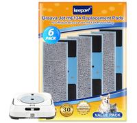 KEEPOW Pack of 4 Mop Pads for Irobot Braava Jet M6134, Washable Cleaning Cloths for Braava Jet M6, M6 Microfibre Wipes Reusable Accessories