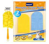 KEEPOW Reusable for Flash Dust Magnet Refill - 2 Pack with Laundry Bag | Microfiber for Flash Duster Refills, 5x Cleaning Power, Washable Feather Duster for Swiffer Duster Refills