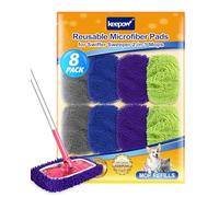 KEEPOW Reusable Microfibre Mop Refill Pads compatible with Flash Mop, Machine Washable Refill for Flash Speed Mop Refill Wipes, for Hardwood Floor Cleaning, 8 Pack Mixed Colors (Mop Not Included)