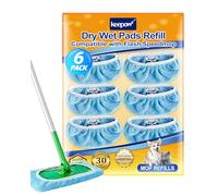 KEEPOW Reusable Mop Refill for Flash Speed Mop - Wet & Dry Use, 6 Pack