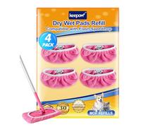KEEPOW Reusable Mop Refill Pads for Flash Speedmop - Wet & Dry Use, 4 Pink
