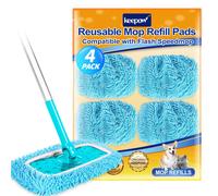 KEEPOW Reusable Pads for Flash Speed Mop Refill Wipes, Microfiber Wet Dry Refills for Flash Speed Mop Starter Kit, Machine Washable Up to 100x (4 Pac