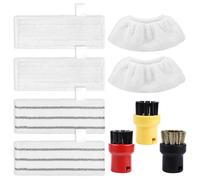 KEEPOW Steam Cleaner Pads Set Accessories for Kärcher Steam Cleaner SC2 | for Easyfix SC3 SC4 SC5, 2 Microfibre Cloth+2 Abrasive Cloths+2 Hand Nozzle Microfiber Cloth+3 Round Brushes