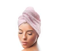 KEEPOZ Hair Towel Wrap Quick Dry 100% Cotton Super Absorbent Turban Head Wrap for Women with Button, Non Microfiber Anti Frizz Hair Products, Hair Cap for Curly, Long & Thick Hair (Pink, 1 Pc)