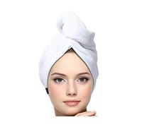 KEEPOZ Hair Towel Wrap Quick Dry 100% Cotton Super Absorbent Turban Head Wrap for Women with Button, Non Microfiber Anti Frizz Hair Products, Hair Cap for Curly, Long & Thick Hair (1Pc)(White)