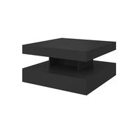 KEEPREAPER 2-Tier Square LED Coffee Table Glossy Finish with Storage Contemporary in Black KEEPREAPER Black