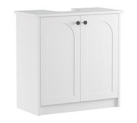 KEEPREAPER 60cm White Freestanding Under Sink Bathroom Cabinet 2 Soft-Close Doors KEEPREAPER White