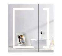 Keepreaper 60X65Cm Rectangular 2 Door E1 Moisture-Proof Bathroom Mirror Cabinet With Led Light And Anti-Fog Demister Ip44
