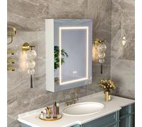 Keepreaper 60X75Cm Rectangular E1 Moisture-Proof Bathroom Mirror Cabinet With Led Light And Anti-Fog Demister, Ip44