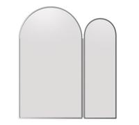 Keepreaper Arch Bathroom Mirror Cabinet 60 X 70 Cm Brushed Nickel 2 Door Wall Mounted With Storage