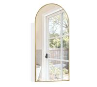 KEEPREAPER Arch Brushed Gold Bathroom Mirror Cabinet 40x80cm 3 Glass Shelves | Size: 40x80 cm KEEPREAPER Gold 40x80 cm