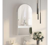Keepreaper Arch Brushed Nickel Metal Framed Bathroom Mirror Cabinet 40 X 80 Cm Wall Mounted