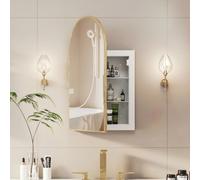 Keepreaper Arch Metal Framed Bathroom Mirror Cabinet Brushed Gold 42 X 68 Cm Wall Mounted Recessed Curved