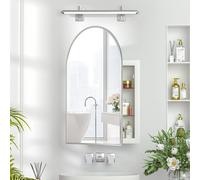 KEEPREAPER Arched Bathroom Mirror Cabinet 50x76cm Wall Mounted Recessed Storage in Silver | Size: 50x76 cm KEEPREAPER Silver 50x76 cm