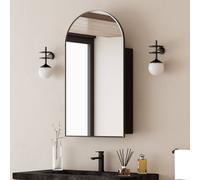 KEEPREAPER Arched Black Bathroom Mirror Cabinet 50x90cm Wall Mounted Storage | Size: 50x90 cm KEEPREAPER Black 50x90 cm