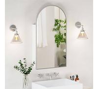 KEEPREAPER Arched Brushed Nickel Bathroom Mirror Cabinet 50x90cm Storage Wall in White | Size: 50x90 cm KEEPREAPER White 50x90 cm