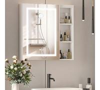 Keepreaper Bathroom Mirror Cabinet 70 X 70 Cm With Shaver Socket 3 Color Demist Wall Mounted Open Shelf