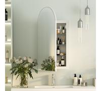 Keepreaper Beveled Edge Arch Bathroom Mirror Cabinet 40 X 80 Cm Frameless Wall Mounted With 3 Glass Shelves