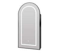 Keepreaper Black Arch Bathroom Mirror Cabinet 40 X 80 Cm With Led Light Shaver Socket And 2 Glass Shelf Wall Mounted Recessed