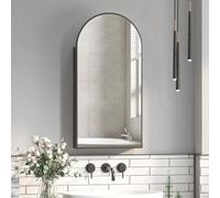 Keepreaper Black Arch Metal Framed Bathroom Mirror Cabinet 40 X 80 Cm Wall Mounted