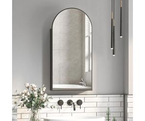 Keepreaper Black Arch Metal Framed Bathroom Mirror Cabinet 40 X 80 Cm Wall Mounted