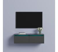 Keepreaper Black Floating Tv Stand With Two Flip Down Cabinet Doors Led Light For Up To 50 Inch Tv Living Room Bedroom Tv Unit
