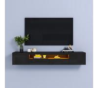 Keepreaper Black High Gloss Floating Tv Stand With Led Light And Storage Cabinet For Up To 80 Inch Tv Living Room Bedroom Tv Unit