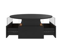 Keepreaper Black Modern Round Acrylic Coffee Table With Led Light Two Sliding Drawers And Storage Center Table For Living Room