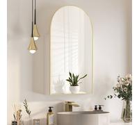 KEEPREAPER Brushed Gold Arched Bathroom Mirror Cabinet Wall Mounted Storage KEEPREAPER Gold