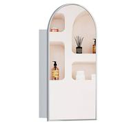 KEEPREAPER Brushed Nickel Arched Bathroom Mirror Cabinet 40x80cm Metal Frame in Silver | Size: 40x80 cm KEEPREAPER Silver 40x80 cm