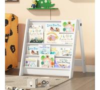 Keepreaper Colorful 4-Tier Kids Bookshelf With 4 Deep Fabric Pockets For Nursery And Playroom