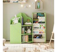 Keepreaper Colorful Kids Bookshelf With Round Edges Wooden Toy Storage Organizer For Nursery Playroom