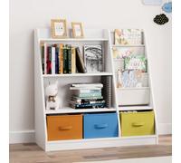 Keepreaper Colorful Wooden Kids Bookshelf With 3 Tiers And Toy Storage Box