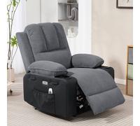 KEEPREAPER Comfortable Power Recliner Chair 8-Point Massage Heating Cup Holder Armchair in Grey KEEPREAPER Grey
