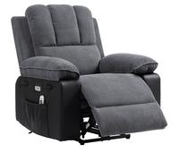 KEEPREAPER Comfortable Power Recliner Chair 8-Point Massage Heating Grey Armchair KEEPREAPER Grey