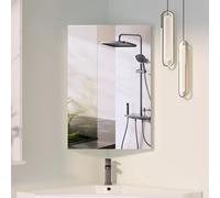 Keepreaper Corner Bathroom Mirror Cabinet With Storage Wall Mounted 40 X 60 Cm Ip44
