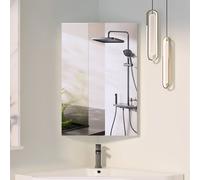 KEEPREAPER Corner Mirrored Bathroom Cabinet 40x60cm Wall Mounted Storage in White | Size: 40x60 cm KEEPREAPER White 40x60 cm