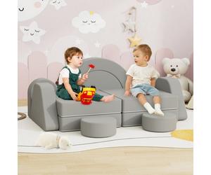 Keepreaper Cozy Kids Play Sofa Bed Modular Foam Couch Light Grey