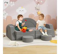 Keepreaper Cozy Modular Kids Play Couch With Soft Cushions For Diy Forts Dark Grey Double