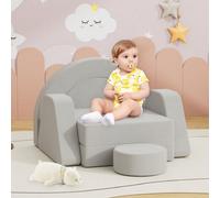 Keepreaper Cozy Modular Kids Play Couch With Soft Cushions Light Grey Convertible Sofa For Toddlers