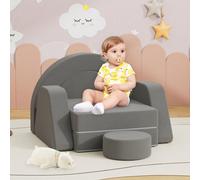 Keepreaper Cozy Modular Kids Sofa Bed Grey Convertible Foam Couch For Playroom
