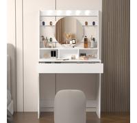 Keepreaper Elegant Vanity Desk With Lights And Adjustable Colors Dressing Table White
