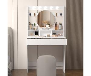 Keepreaper Elegant Vanity Desk With Lights And Adjustable Colors Dressing Table White