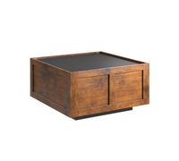Keepreaper Farmhouse Square Coffee Table With 2 Storage Drawers Wood Black Rustic Center Middle Table For Home Office