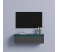 KEEPREAPER Floating TV Stand for 32-50in TV with 2 Flip-Down Doors & LED TV Unit in Black KEEPREAPER Black